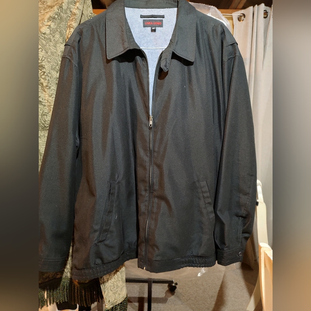 Men's Linea Uomo size 4x 3 pocket frontal zipper black Jacket
